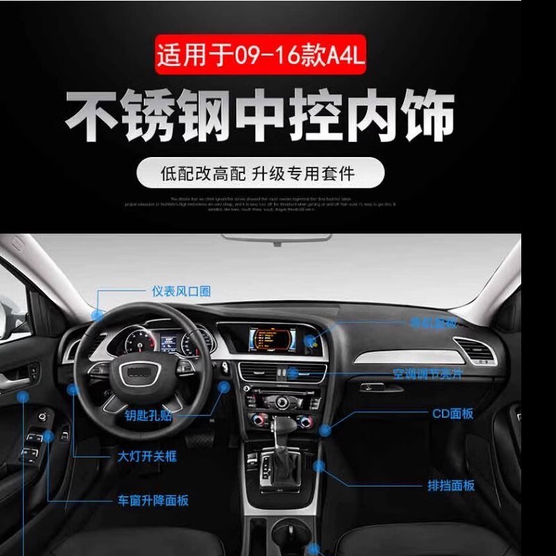 适用于09-16奥迪A4L改装内饰装饰贴A5中控排挡拉手汽车配件亮片