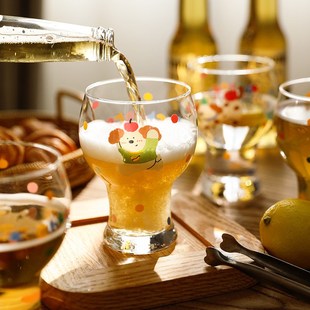 舍里可爱啤酒杯女高颜值杯子玻璃杯果汁牛奶杯耐热家用水杯奶茶杯