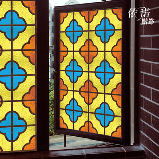 满洲窗玻璃贴磨砂窗花膜透光不透明静电无胶背胶自粘纸卫生间岭南