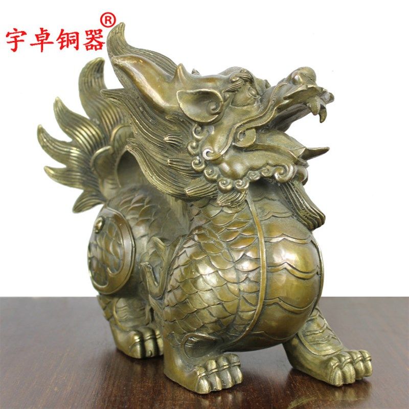 宇卓铜器铜麒麟一对工艺品纯铜麒麟黄铜麒麟古铜色麒麟