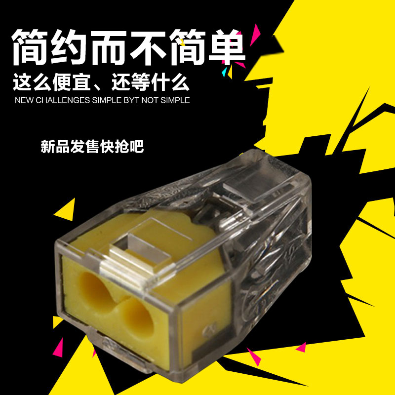 100只电线连接器1-2.5平方硬导线 接线端子2孔接线端子接头PCT102