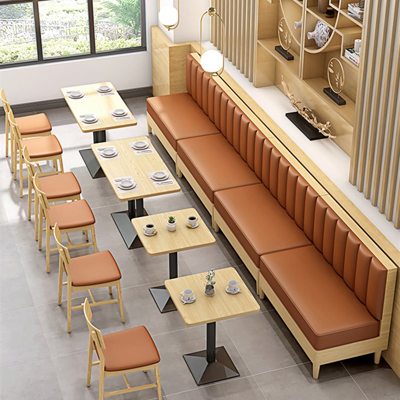 港式早茶楼西餐厅汉堡奶茶饭餐饮轻食店卡座沙发桌椅实木商用