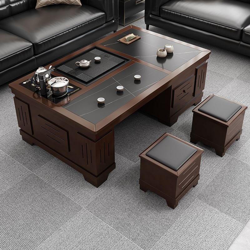 岩板功夫茶几客厅家用喝茶茶几办公室泡茶台带烧水壶茶具套装工厂