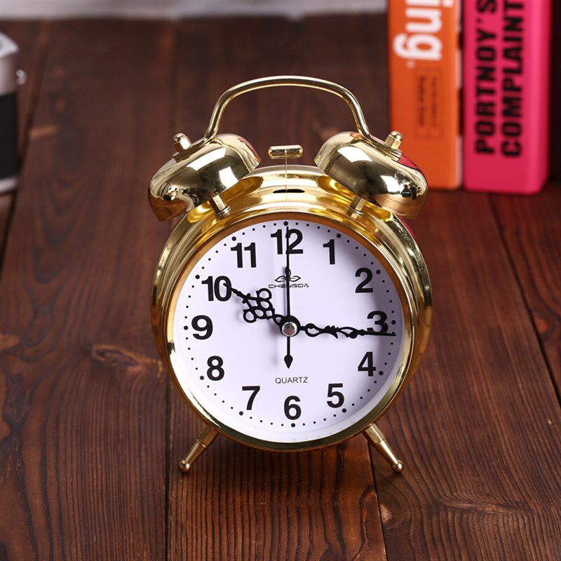 平价全金属外壳打铃创意复古闹钟静音走时懒人超大声闹钟