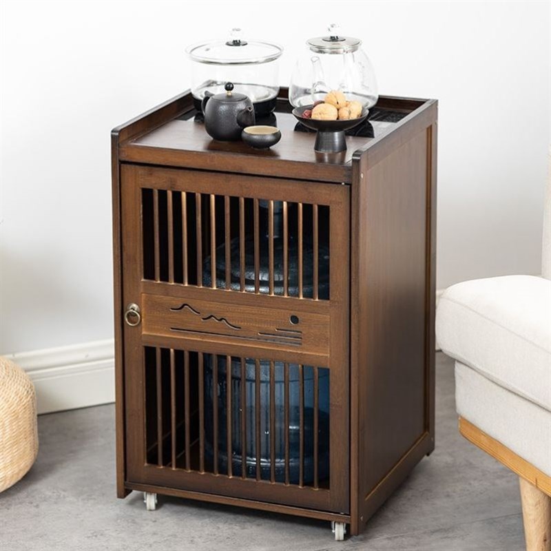 移动茶台茶桌边柜沙发边几小茶几茶吧桌子实木烧水架泡茶水柜架子