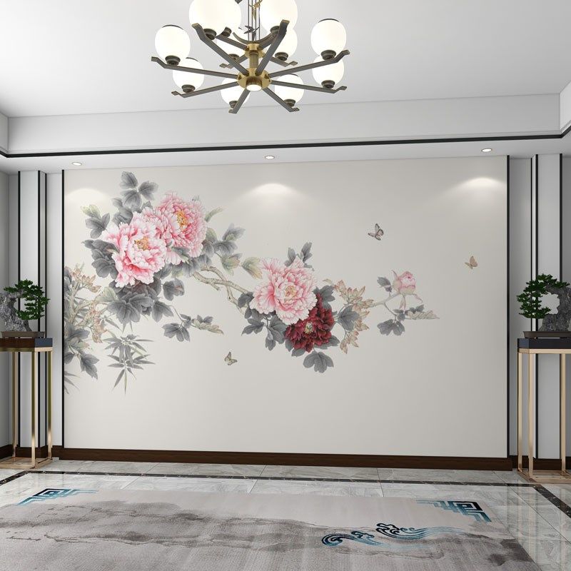 墙纸定制d立体大气牡丹鸟电视背景墙壁纸客厅壁布卧室墙布壁画,家装主材,定制壁画,淘宝优惠券,粉丝福利购,淘宝优惠卷