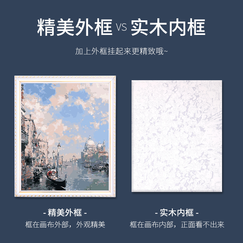 diy数字油画填充手工填色油彩画治愈手绘水彩装饰画帆船海景画画