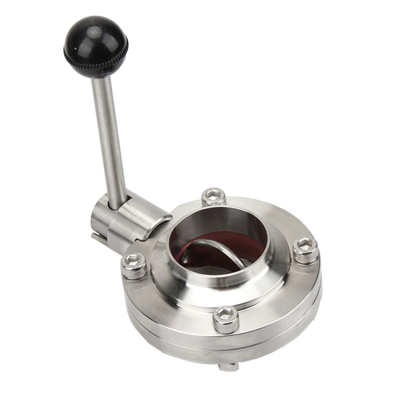 30不锈钢管道焊接手动蝶卫生级食品开关门38102