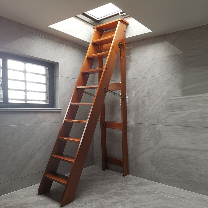 实木梯子家用折叠梯加厚单侧人字梯移动木梯子室内阁楼踏步楼梯