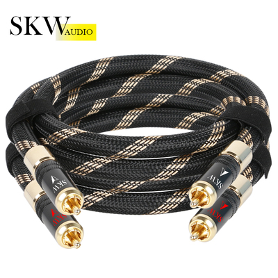 SKW 发烧级双莲花头音频线2rca二对二cd功放音响连接线红白信号线