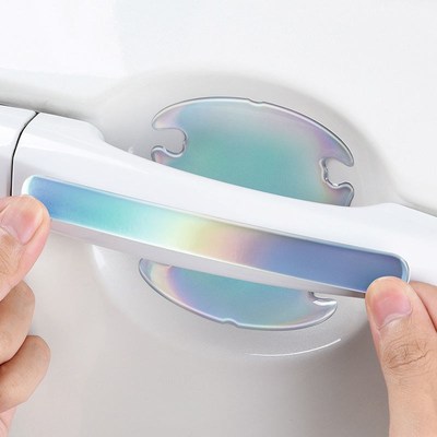 汽车车门防撞条防刮蹭门把手贴幻彩色滴胶门碗保护膜拉手装饰用品