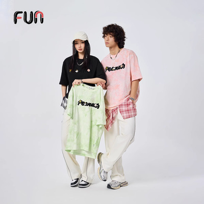 Fun短袖T恤圆领魔术贴情侣上衣