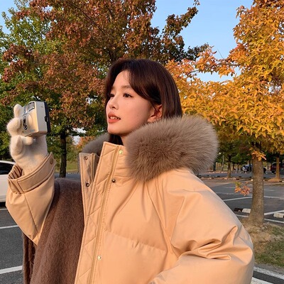 大毛领羽绒服女2025年冬季新款中长款高级感宽松时尚加厚闺蜜