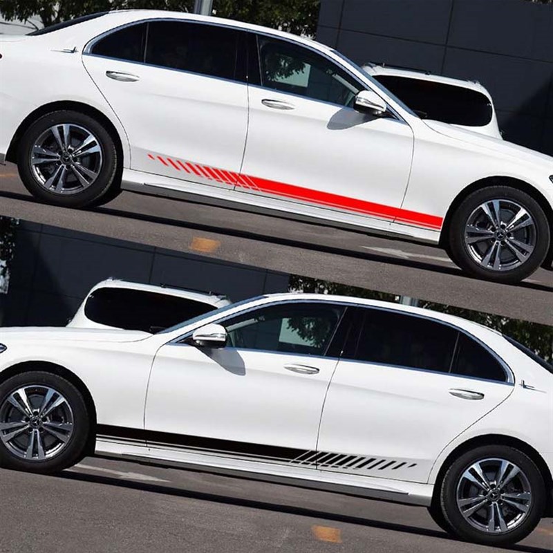 汽车个性创意拉花贴纸车身车门两侧划痕遮挡腰线改装长条贴纸遮盖