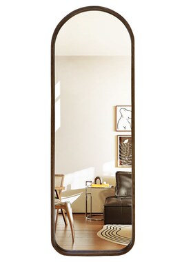 伯仑拱形实木全身镜法式中古风穿衣镜挂墙试衣镜子落地装饰镜