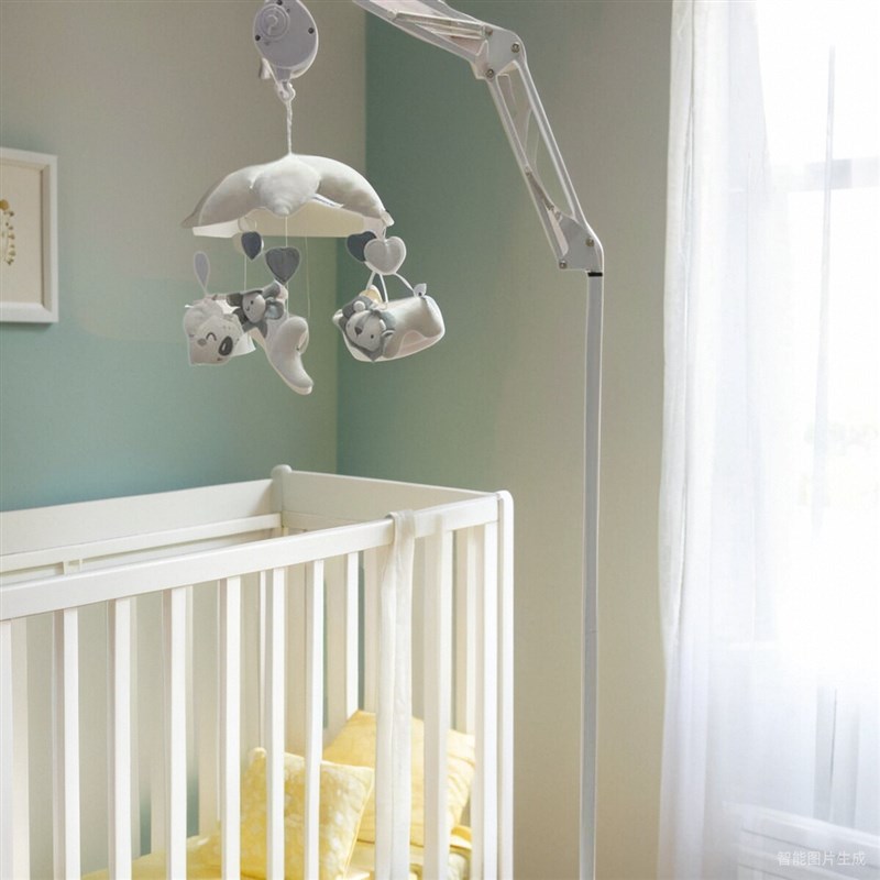 婴幼儿落地支架床铃宝宝0-岁风铃带音乐床铃旋转宝宝床头铃