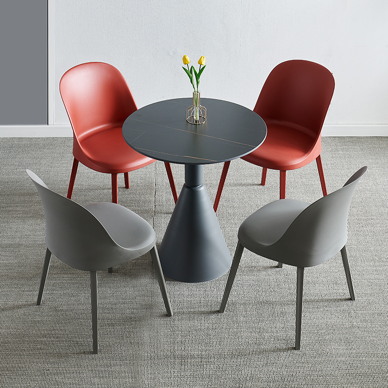 岩板圆桌洽谈桌椅家用餐桌小圆桌子接待洽谈桌咖啡桌阳台桌椅