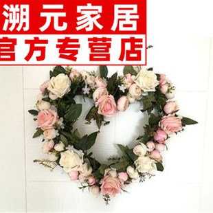 。仿真小把玫瑰环门饰挂饰门楣镜前家居装饰婚房布置卧室小壁