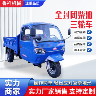 供应柴油三轮车全封闭拉粮食载重王断气刹柴油自卸车农用三轮车