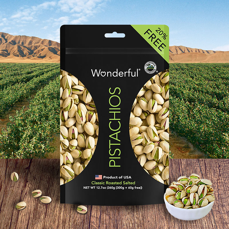 Wonderful万多福加州进口盐焗味开心果360克加量装