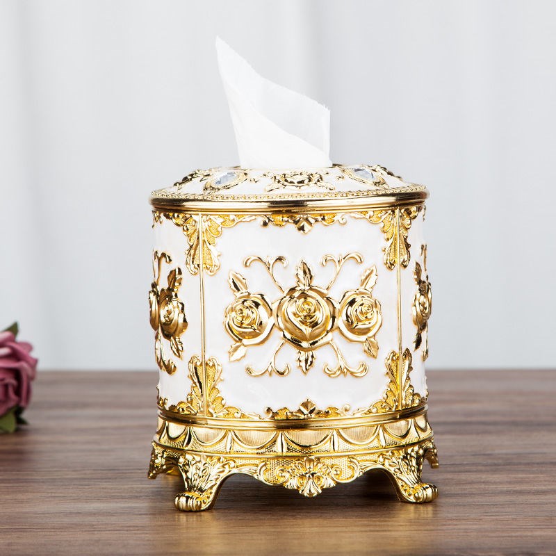 纸巾筒欧式抽纸盒时尚茶几卷纸盒客厅圆桶餐巾盒圆型纸巾桶纸巾盒