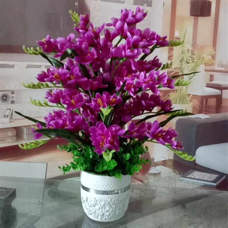 包邮蝴蝶兰花仿真花塑料干花套装饰假花绢花客厅餐桌摆设摆放花卉