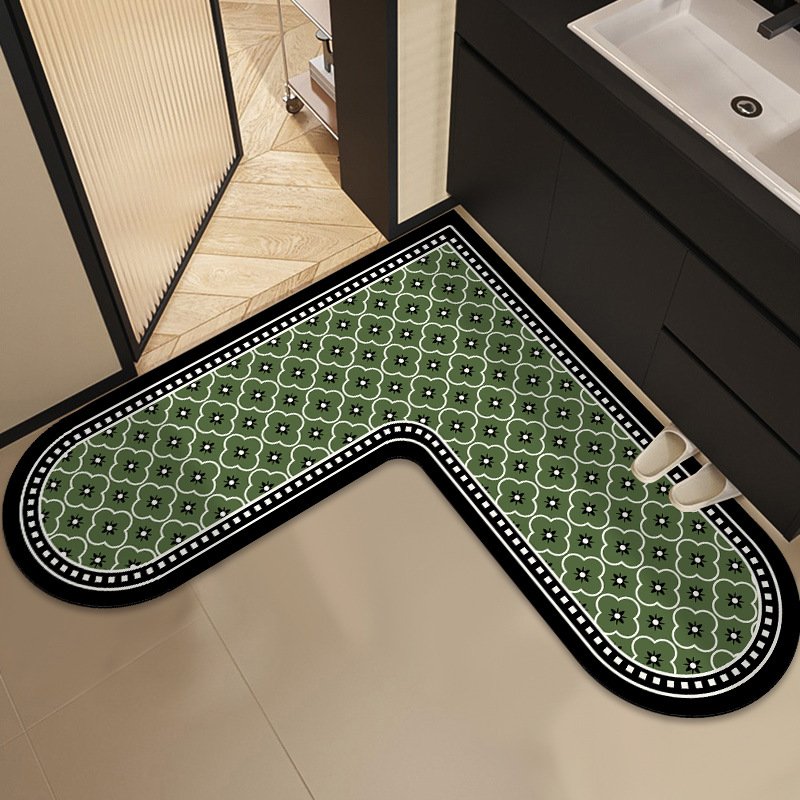 轻奢高端卫生间门口吸水地垫L型浴室心形转角防滑速干脚垫多材质