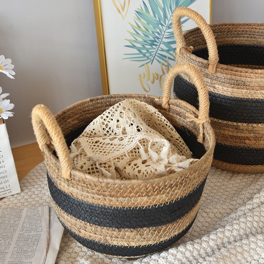 储物收纳篮篮子绳香蕉整理藤编收纳筐玩具大容量编织阳台杂物客厅