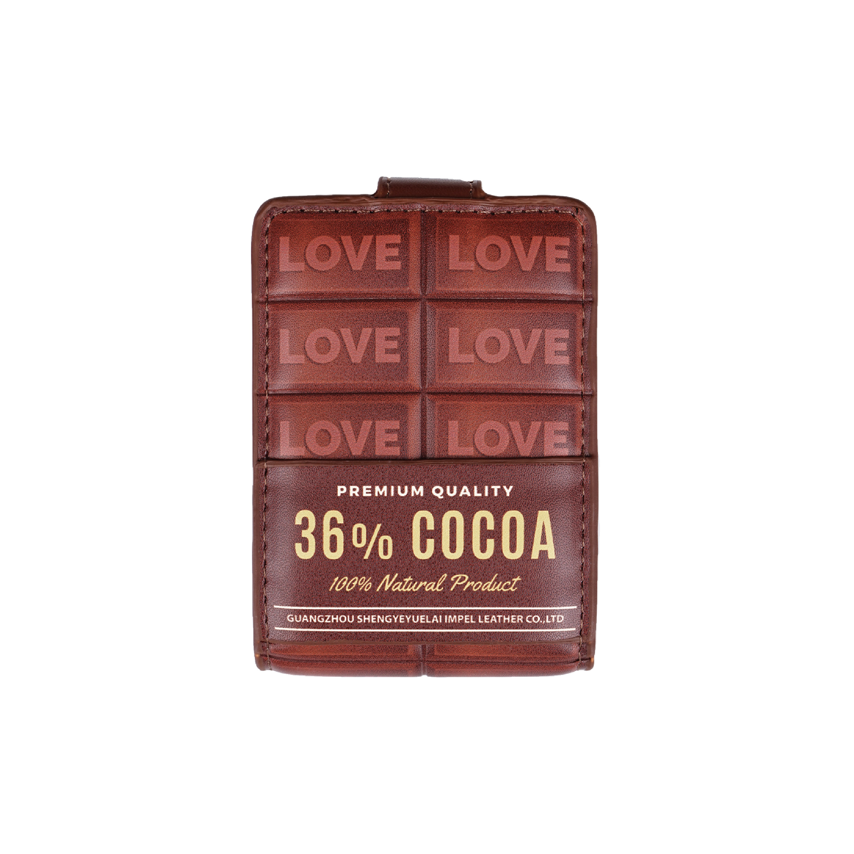 原创设计巧克力方砖造型口红包压凹纹理带爱心镜双格挂件一物两用