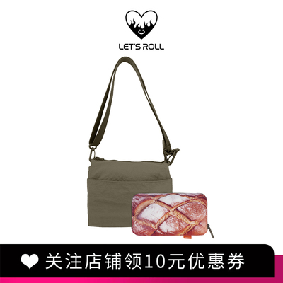 LETS ROL可折叠面包三层斜挎包简约风多口袋单肩包女百搭休闲女包