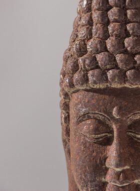 侘寂风佛首佛头像覆古粗陶瓷摆饰新中式酒店民宿服软装饰玄关橱窗