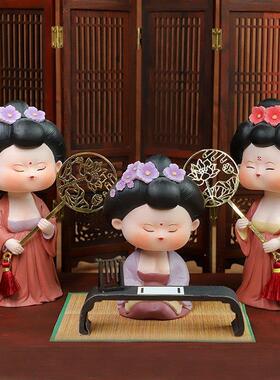 国潮唐仕女摇头车摆套装古风卧室客厅装饰品摆饰礼物汽车车载摆件