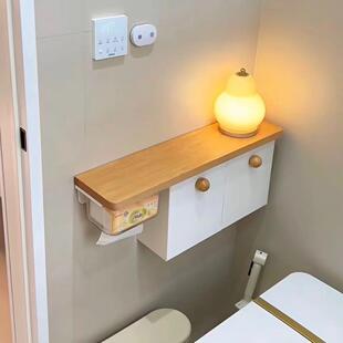 原木风化妆室纸巾盒马桶旁边置物架厕所姨妈巾收纳盒卫生纸盒收纳