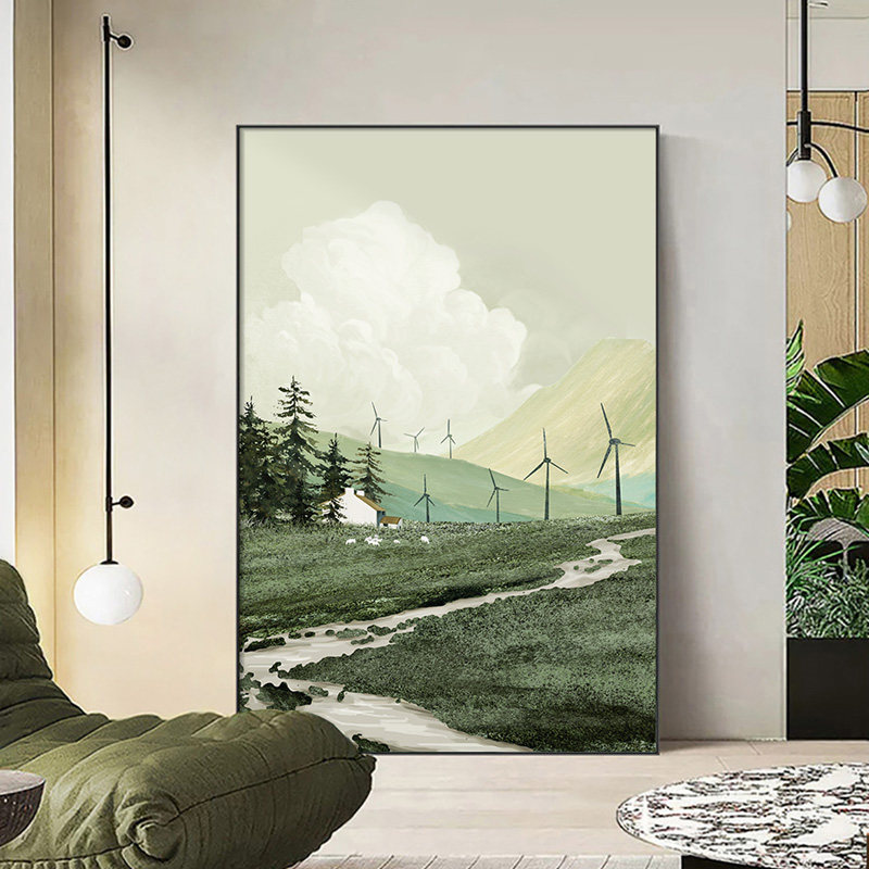 雪川风景手绘大芬油画村装饰画客厅肌理画玄关挂画走廊过道落地画