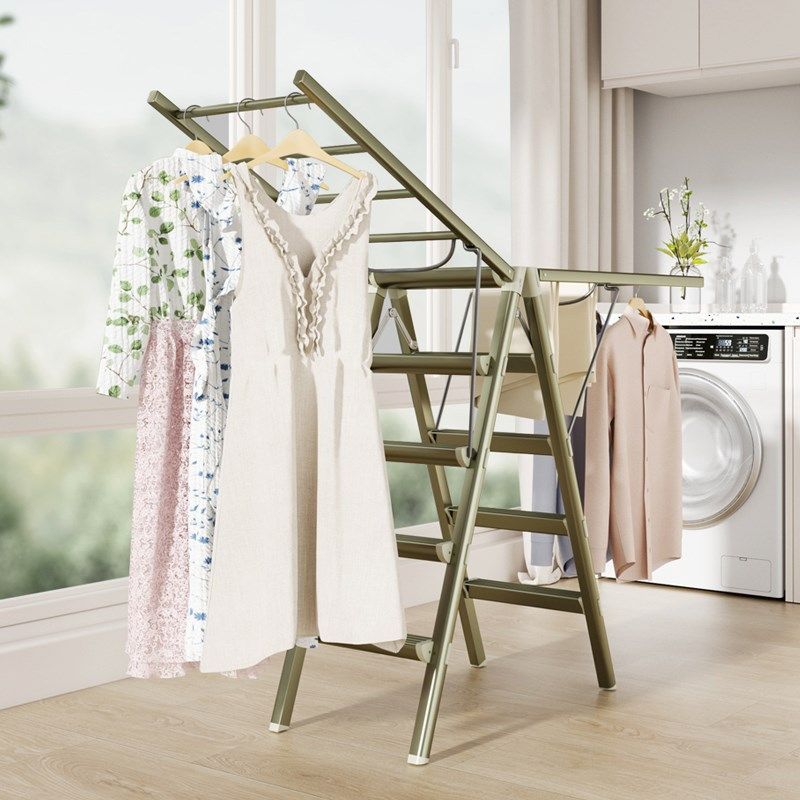 梯子晾衣架两用二合一落地加粗加厚铝合金一体室内家用,收纳整理,置地/升降晾晒衣架,淘宝优惠券,粉丝福利购,淘宝优惠卷