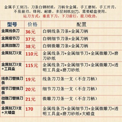 刻刀刀片手工刻纸白钢刀条锋利耐磨金属刀柄手感配合蜡盘板使用