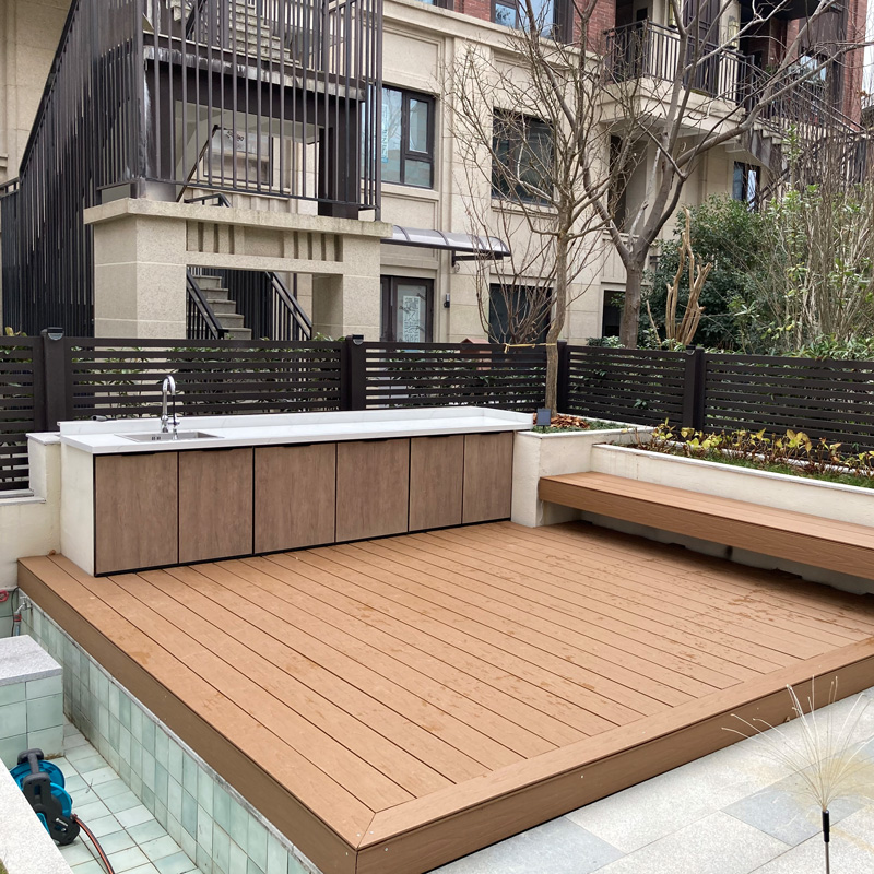 室外二代共挤地板塑木阳台花园生态木塑园林庭院别墅户外长条地板