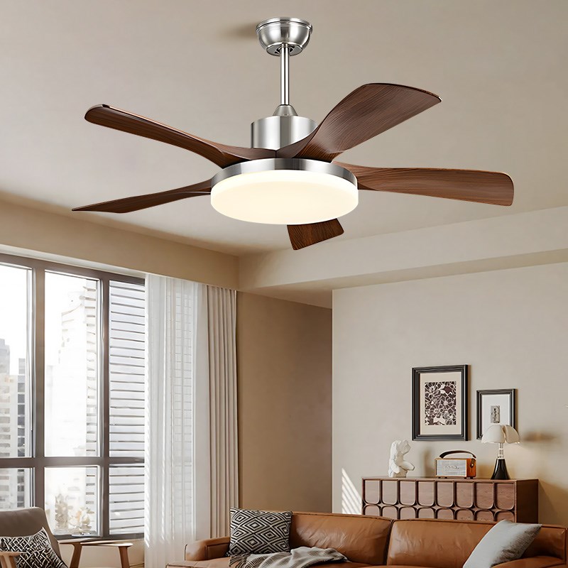胡桃木吊扇灯2025新款客厅大灯全铜电机直叶扇民宿酒店餐厅风扇灯