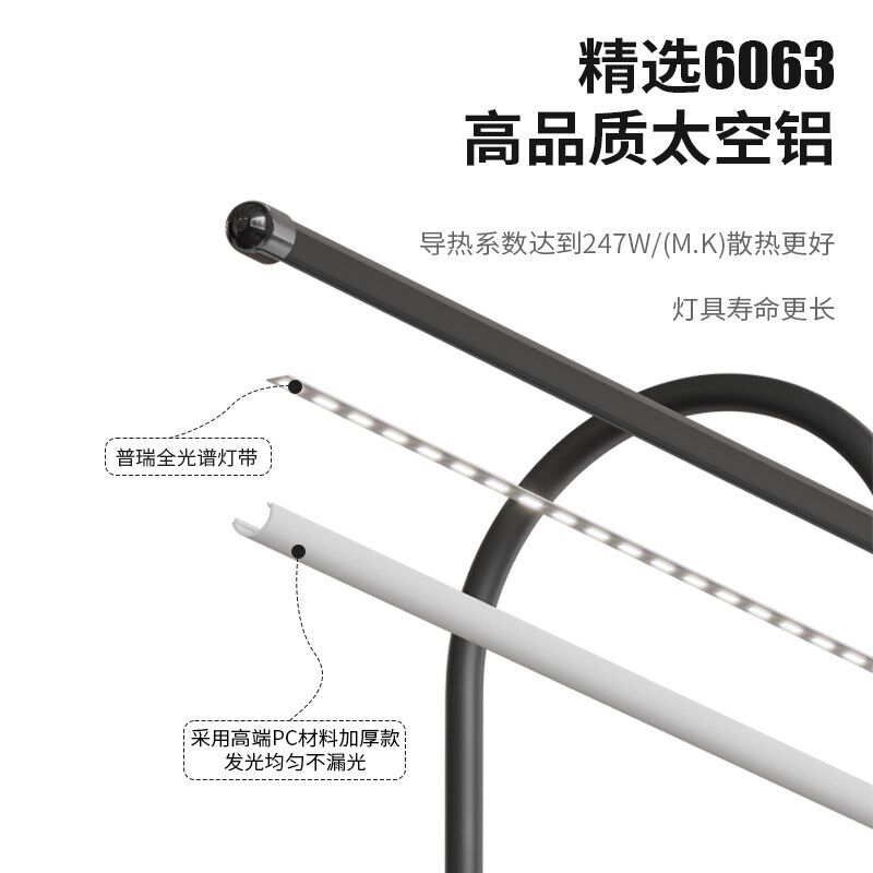 长臂台灯大学生宿舍插电学习灯护眼节能LED可换灯泡夹子阅读