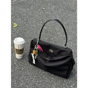 降落伞尼龙拼接头层牛皮rodeo腋下包大容量手提斜挎托特包通勤包