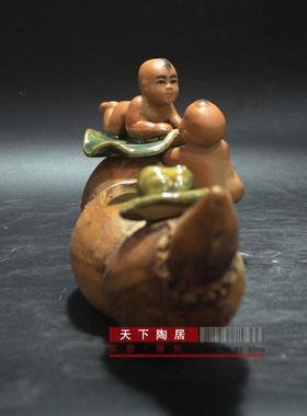 陶瓷结婚礼物 装饰品花插摆设办公桌书房摆件 莲生贵子