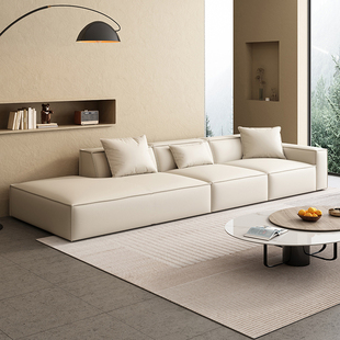 奶油风豆腐块免洗硅胶皮意式极简大小户型客厅模块直排侧贵妃沙发