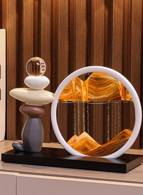 时来运转流沙画摆件客厅电视柜酒柜玄关轻奢高档高级装饰品办公室