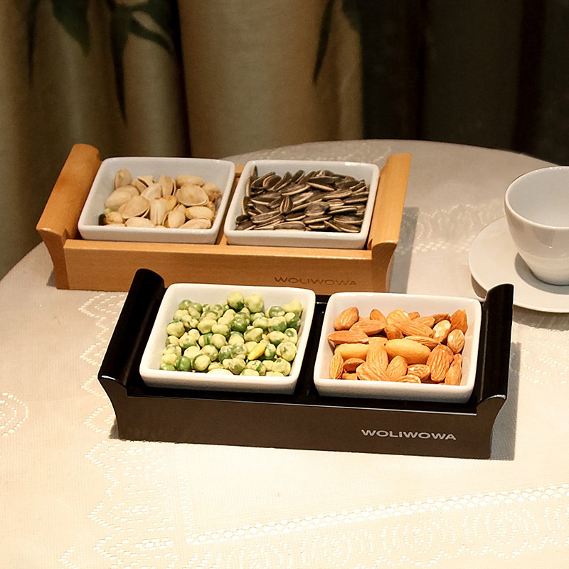 零食盘水果盘干果盘调料碟方形醋碟酱油碟ktv小吃碟高档分格盘子