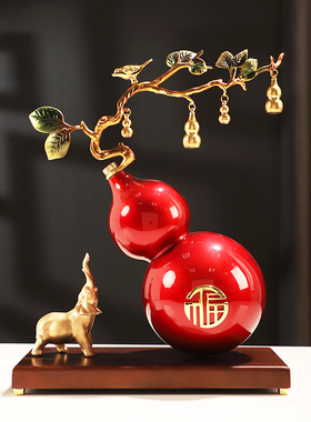 创意新中式五福临门摆件葫芦客厅玄关桌面电视柜装饰乔迁结婚礼物