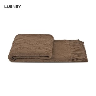 轻奢高端现代酒店样板间别墅床尾巾高档羊毛搭巾咖色客厅沙发搭毯