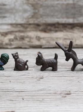 稻谷藏库 铸铁压座 迷你小动物 镇纸 复古摆件