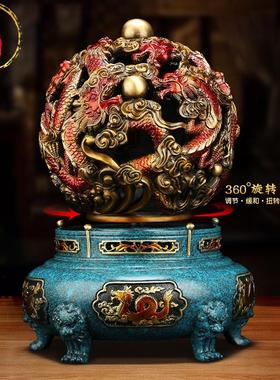 威弗列德聚宝盆新中式办公室家居客厅九转干坤炉全铜龙纹鼎摆件