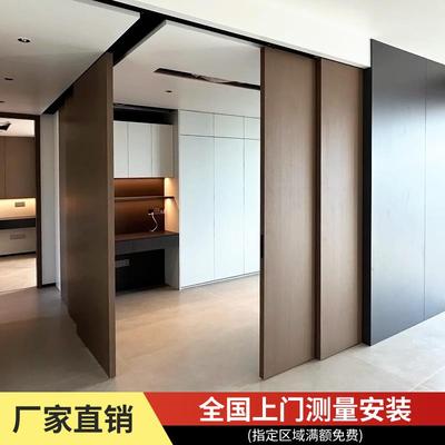 定制卧室门隔断联动推拉门实木烤漆移门吊轨门卧室折叠门室内客厅