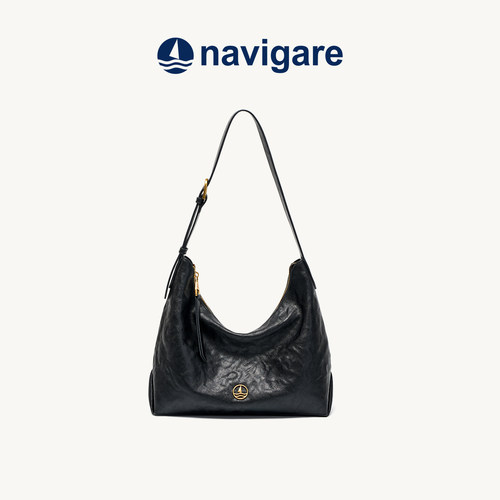 Navigare植鞣牛皮腋下包